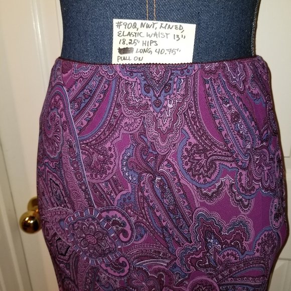 ✅#902 NWT Karen Kane Lifestyle Purple Paisley Skirt - Picture 2 of 16